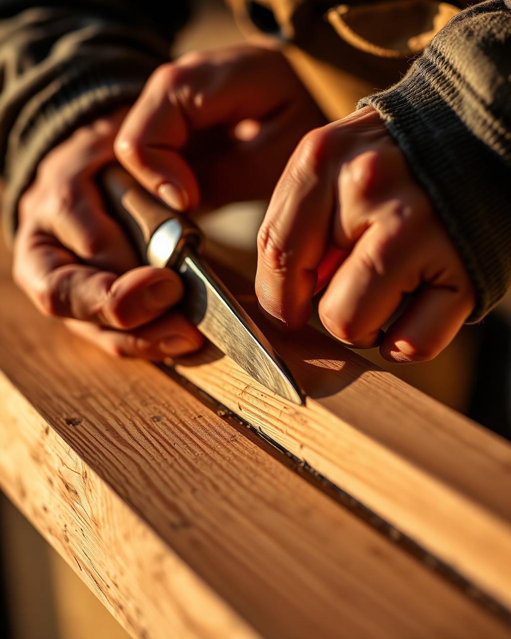 Craftsman hand-finishing wood trim