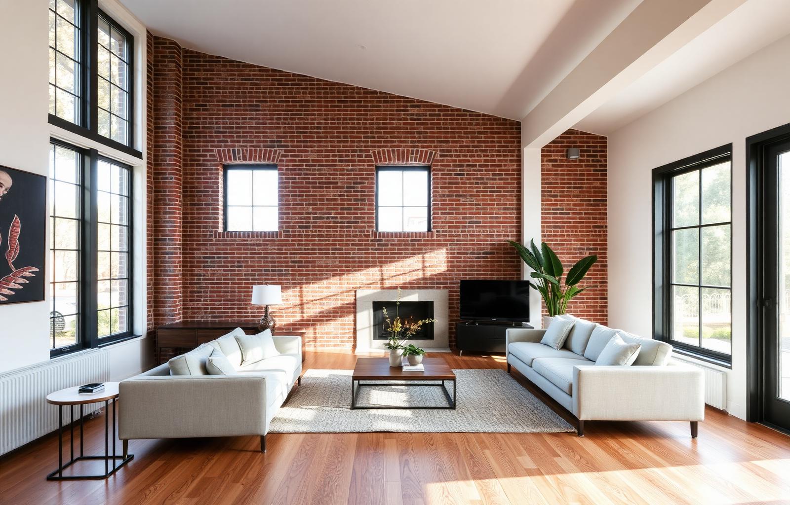 Industrial loft conversion with exposed brick